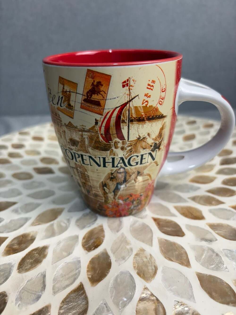 Retro CPH Copenhagen Denmark Souvenir Mug with Spoon Slot